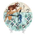 thumbnail image 2 of Reloj de pared con temática de animales marinos mediterráneos de sirena, silencioso, de 10 pulgadas, estilo rústico retro, decorativo para sala de estar, cocina, hogar, baño y dormitorio, 2 of 7