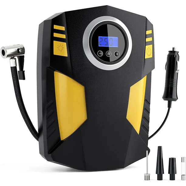 Inflador de neumáticos de automóvil, compresor de aire portátil para automóvil de 12 V, inflador neumático eléctrico autónomo con enchufe para encendedor de cigarrillos para automóvil/motocicleta/paleta/bola/bicicleta/boya JM