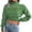 Green, variant on IROINNID Womens Sweater Round Neckline Pullover Sweater Solid Color Casual Cropped Long Sleeve Knit Sweater