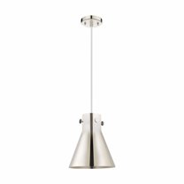 Innovations Lighting  Newton Metal Cone - 1 Light 10" Cord Hung Pendant Polished Nickel