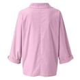 thumbnail image 4 of Babysbule Womens Tops Long Sleeve Women's Fashion Solid Color Tops Long Sleeved Loose Cotton And Linen Loose Shirt Blouse V-Neck Casual Tops, 4 of 7