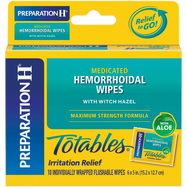 Preparation H (10 Count) Flushable Medicated Hemorrhoid Wipes, Maximum