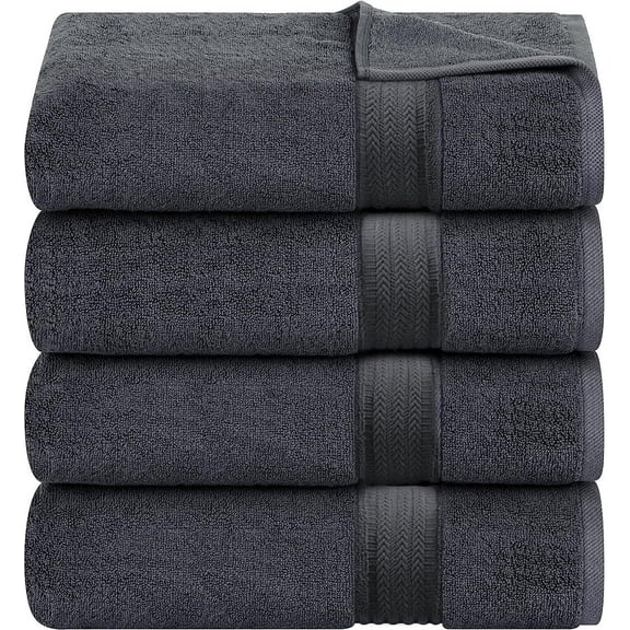 Luxurious 4-Piece Premium Turkish Bath Towels 100% Cotton Towels for Bathroom | Soft, Quick Drying, and Highly Absorbent Bath Towels | 27x54 inches (Gray)