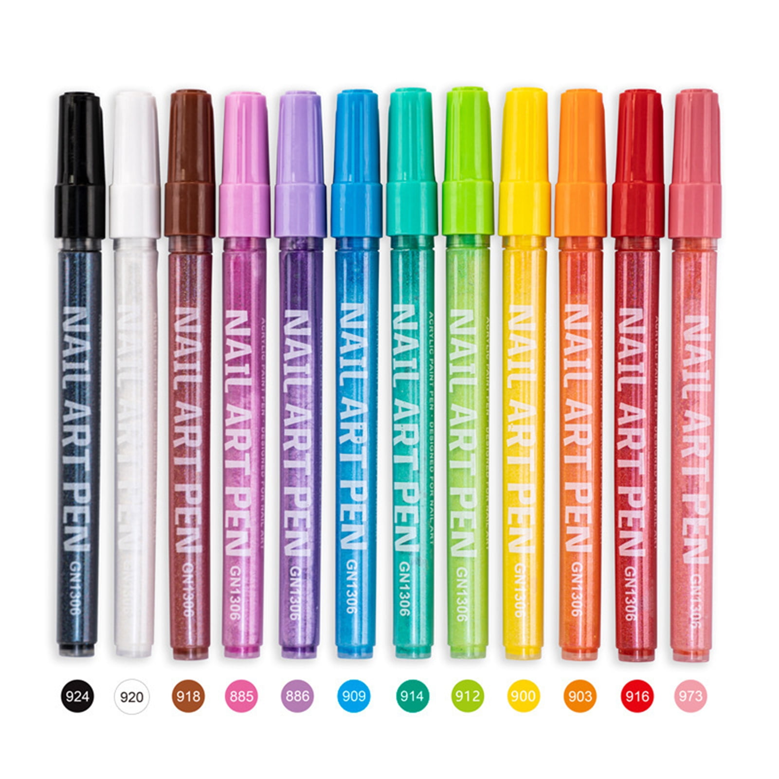 12 Pcs Nail Art Pens Set 3D Nail Polish Pen Quick Drying Nail Point Graffiti Dotting Pen Nail Art Markers Drawing Painting Pen for Home Salon Manicure Tool