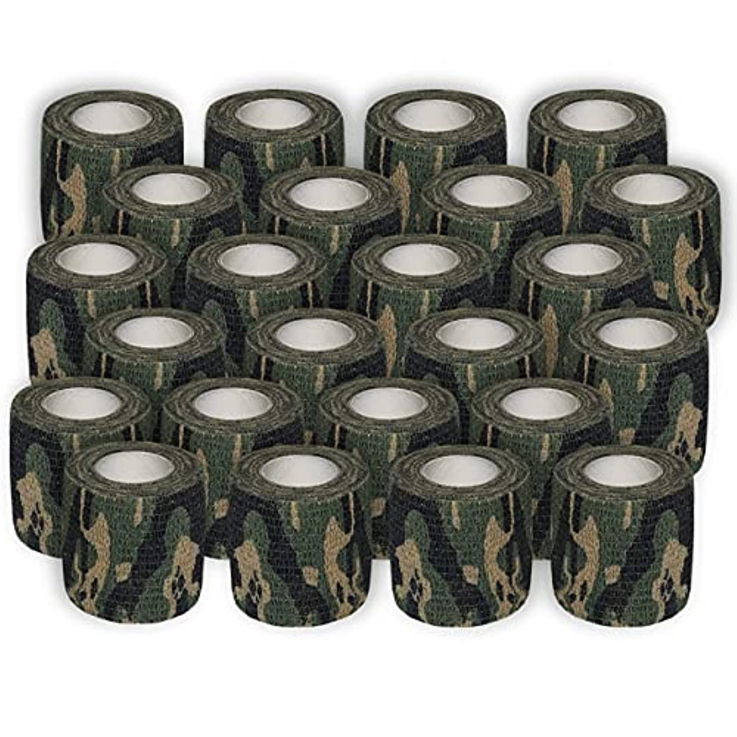 (24-Pack) 2” x 15 FT | Disposable Cohesive Bandage Tattoo Grip Tape Wrap Elastic Self Adherent – Breathable Wrap for Pets, Athletic Bandage for Sports, Injuries: Ankle, Knee & Wrist & PMU (Military)