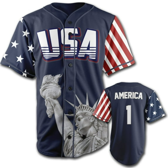 BLUE AMERICA #1 BASEBALL JERSEY