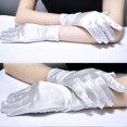 thumbnail image 4 of Women's Short Satin Opera Gloves Soft Stretchy Breathable Wrist Length Banquet Gloves for Wedding Bridal Evening Dress, 4 of 5
