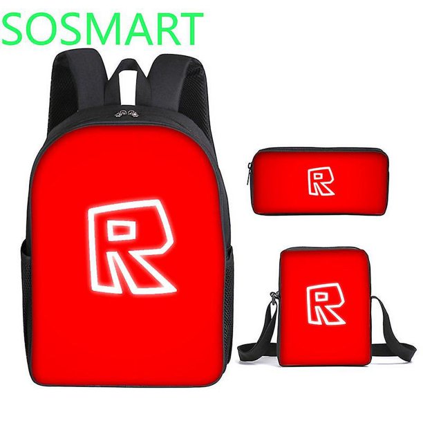 Conjunto de tres piezas de bolso escolar Roblox con impresión 3D, juego que rodea a los estudiantes de escuela primaria y secundaria, mochila, bolso para bolígrafo, alta calidad