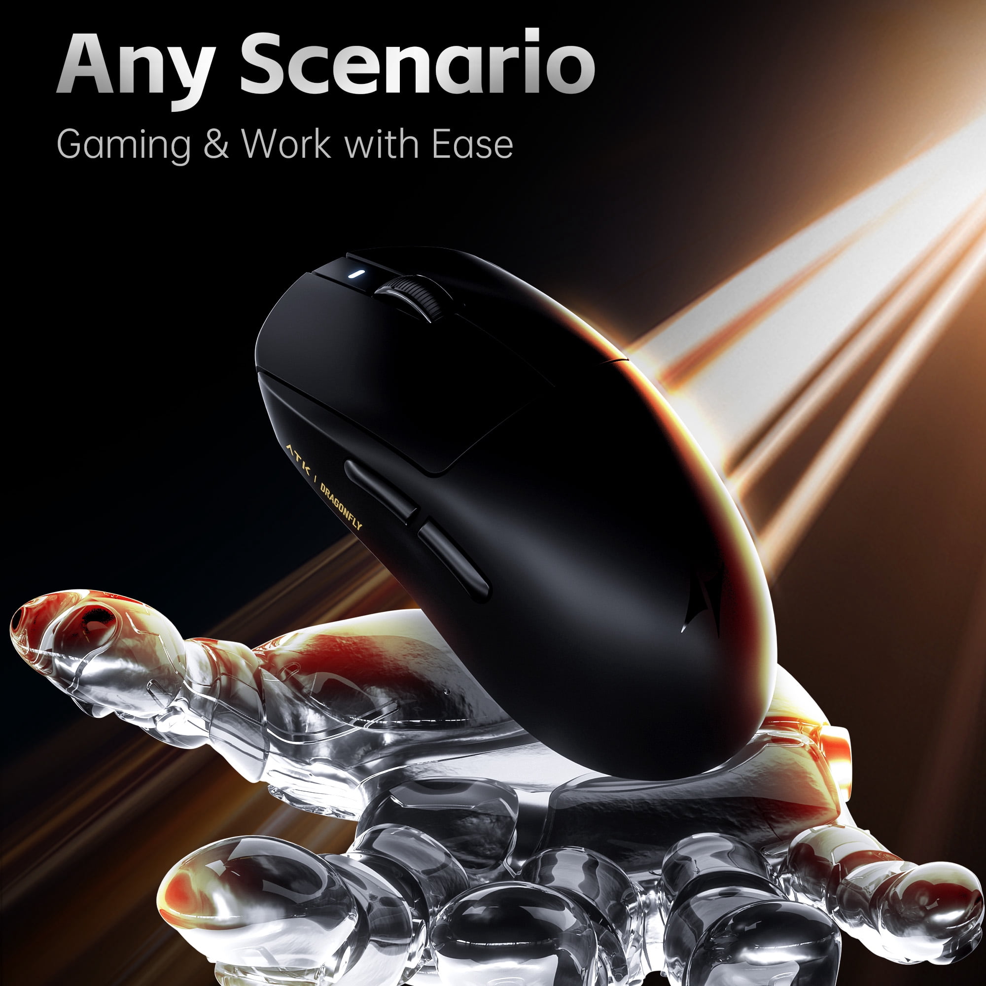 ATK Dragonfly A9 Pro Max Wireless Gaming Mouse, PAW3395 Ultra Sensor, 53g Lightweight, 200h Battery Life, Compatible with PC, Mac