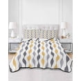 thumbnail image 2 of Quilts Full Size Bedding Set, Yellow Grey Striped Lightweight Quilted Comforter, Modern Abstract Geometric Stripes Soft Reversible Bedspread Coverlet with Pillow Covers for All Season, 78" x 90", 2 of 7