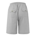 thumbnail image 4 of Mens Shorts Men's Fashion Casual Cotton Hemp Drawstring Solid Color Beach Shorts Pants Jean Shorts Cargo Shorts for Men Light Gray M Cotton Linen, 4 of 5