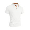 thumbnail image 5 of Men's Color-Block Stretch Polo Shirt Short-Sleeve Collared Button Placket Casual Daily Light Commute Spring & Autumn Wear,White,XL, 5 of 5