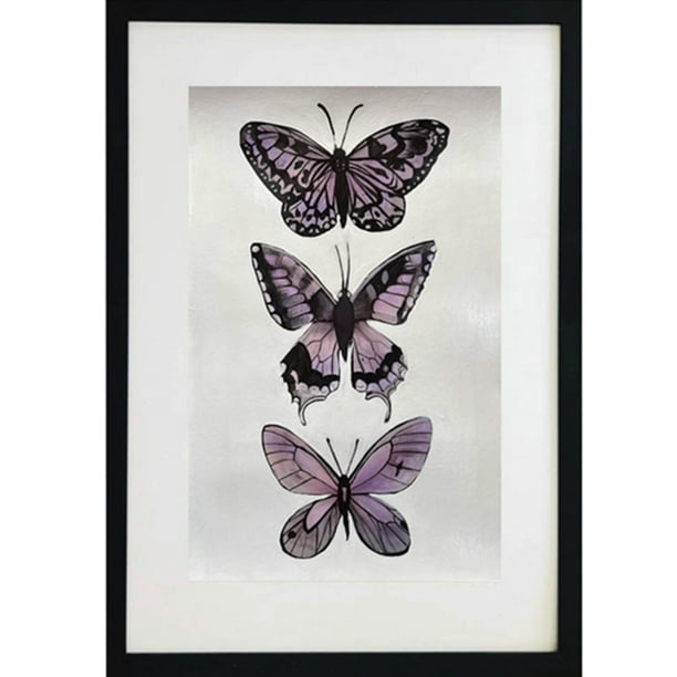 Cuadro decorativo mariposas LUNE ART GALLERY AnimalArt pintura a mano marco negro vidrio