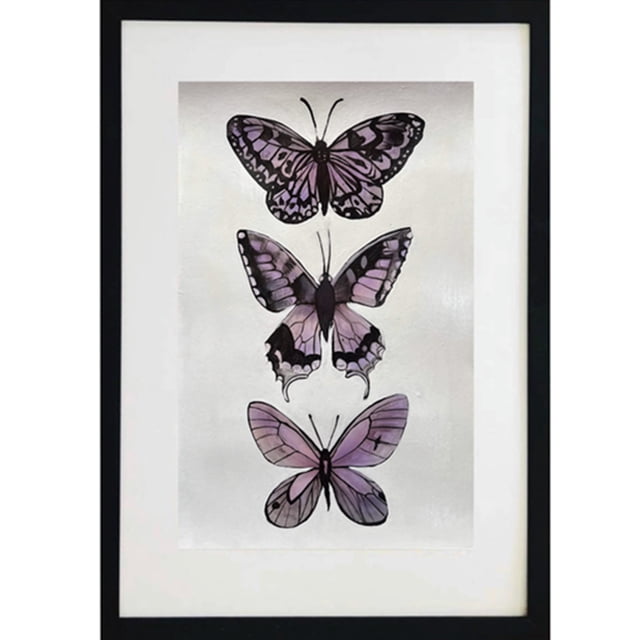 Cuadro decorativo mariposas LUNE ART GALLERY AnimalArt pintura a mano marco negro vidrio