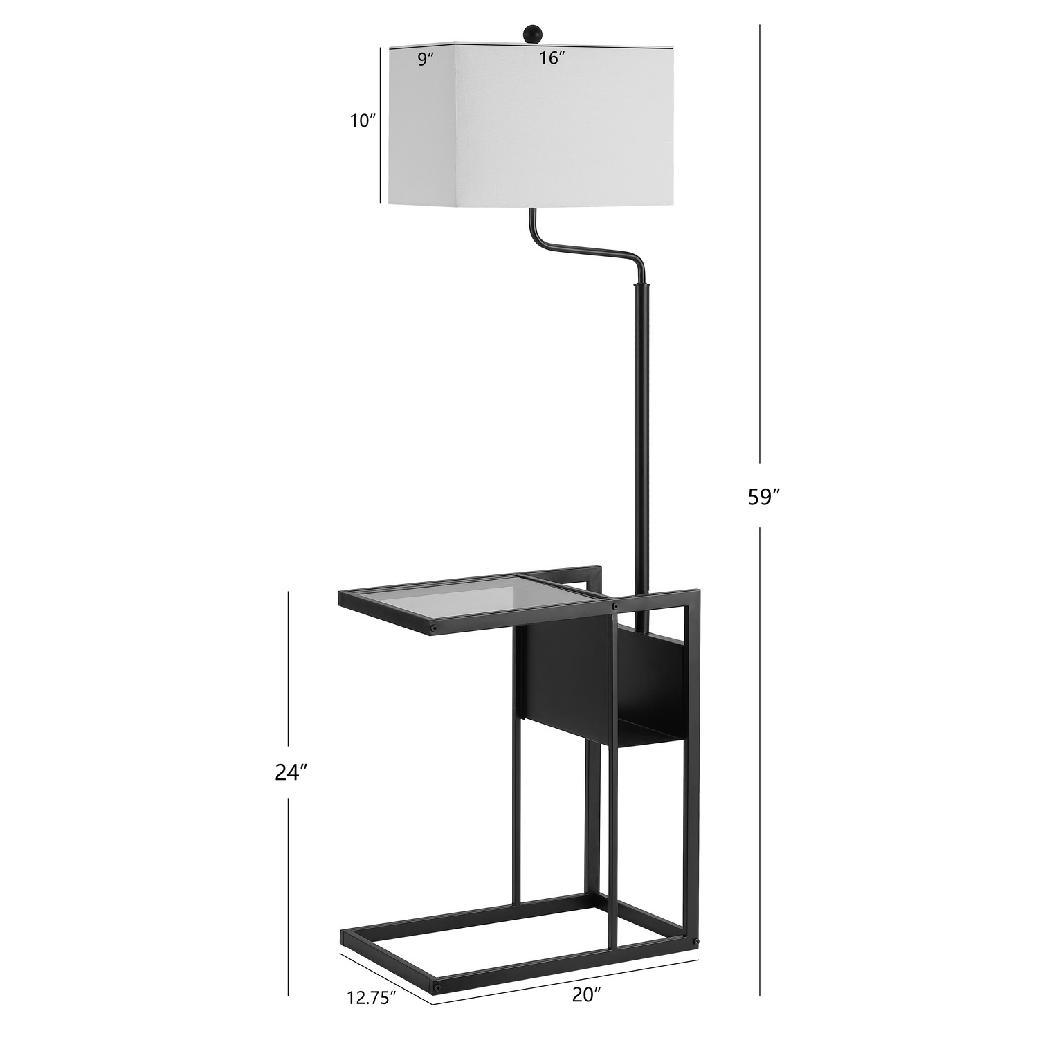 SAFAVIEH Janson 59 in. H Floor Lamp with Table, Matte Black
