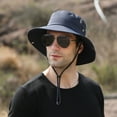 thumbnail image 6 of Eoperou Men Outdoor Fishmernan Hat with Adjustable Windproof Fixed Strap Anti-UV Foldable Sunscreen Climbing Gardening Fishing Outdoor Travel Cap, 6 of 7