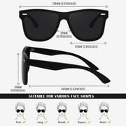 LINVO Trendy One-Piece Mirrored Lens Polarized Shades Fashion Black Sunglasses for Men