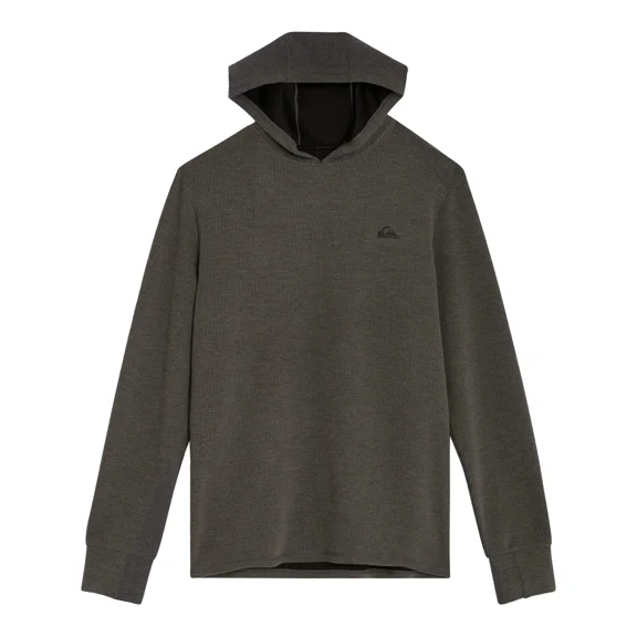Quiksilver Mens Textured Pullover Sweater Hoodie (Gray, Large)