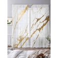 thumbnail image 3 of Sheer Curtains 96 Inches Long, White Gold Modern Light Filtering Window Curtains for Living Room, Abstract Vintage Marble Geometric Rod Pocket Voile Sheer Curtain Drapes, 52"W x 96"L, 2 Panels, 3 of 8