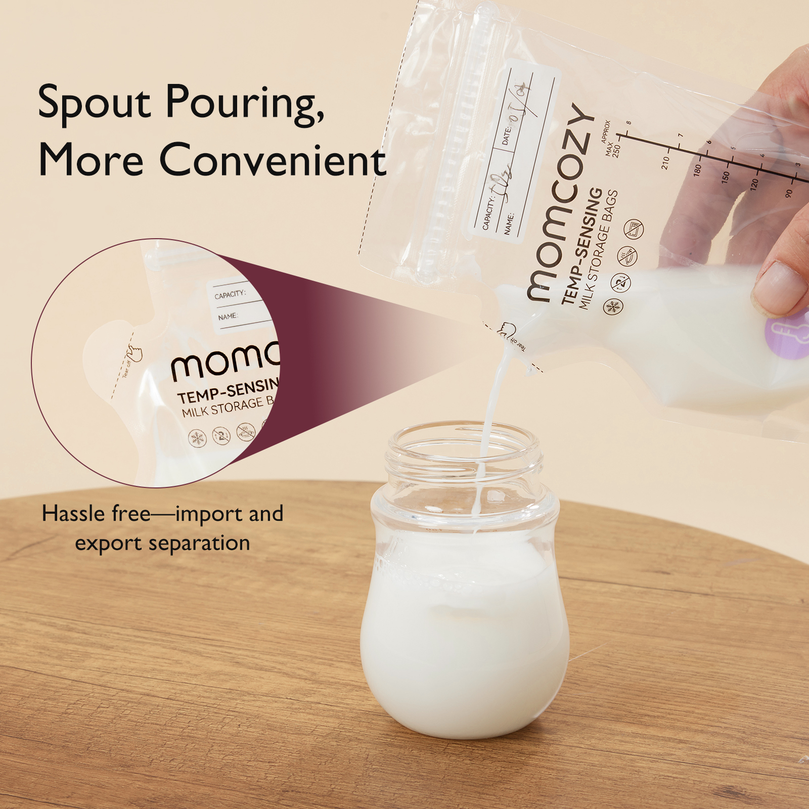 Momcozy Breastmilk Storage Bag, 8Oz, Temp-Sensing Color Change, 200 Count