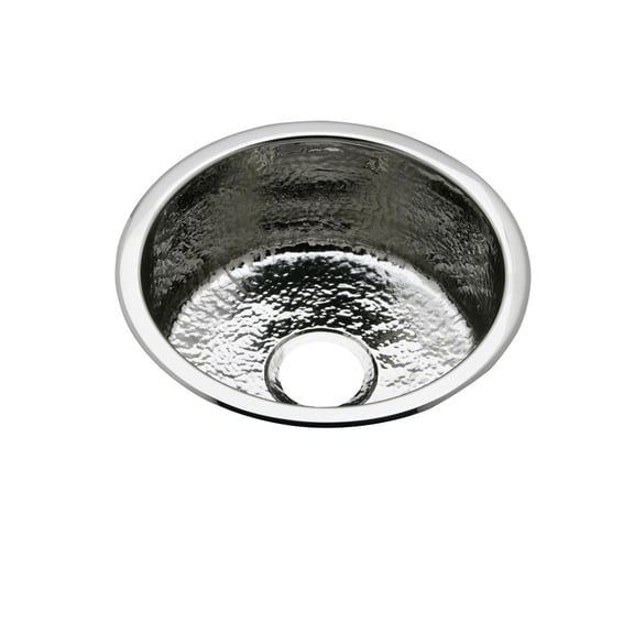 Elkay Stainless Steel 16-3/8" x 16-3/8" x 7", Single Bowl Dual Mount Bar Sink Hammered Mirror