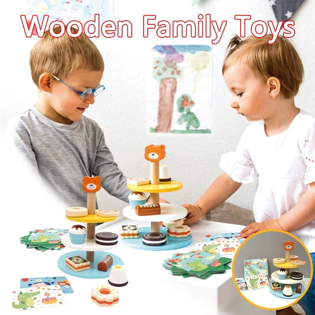Children‘s Simulation Cake Tower Wooden Play House Toy Board Game