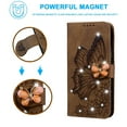 thumbnail image 2 of Dteck for iPhone 14 Case Wallet with Credit Card Slots Sparkle Diamond Rhinestone Butterfly Cute for Girls PU Leather Magnetic Closure Folio Flip Phone Cover for iPhone 14,Brown, 2 of 5