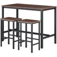 HOMOOI 3 Piece Bar Table Sets for 2,Wood High Top Bar Table and 2