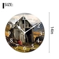thumbnail image 2 of 14 Inch Wall Clock Battery Operated Silent Clock Decorative for Office, Kitchen, Outdoor, Living Room，Landscape European Mountains Spring Season Flourishing Drawing, 2 of 4