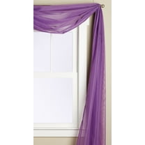 Qutain Linen Solid Viole Sheer Scarf Window Valance Topper 37" x 216 inch - Lilac