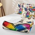 thumbnail image 4 of Manfei Cartoon Rainbow Love Twin Quilt Set, Watercolor Graffiti Art Twin Coverlet Set, Cream Blue, 2 Pieces, 1 Bedspread and 1 Pillowcase, 4 of 7