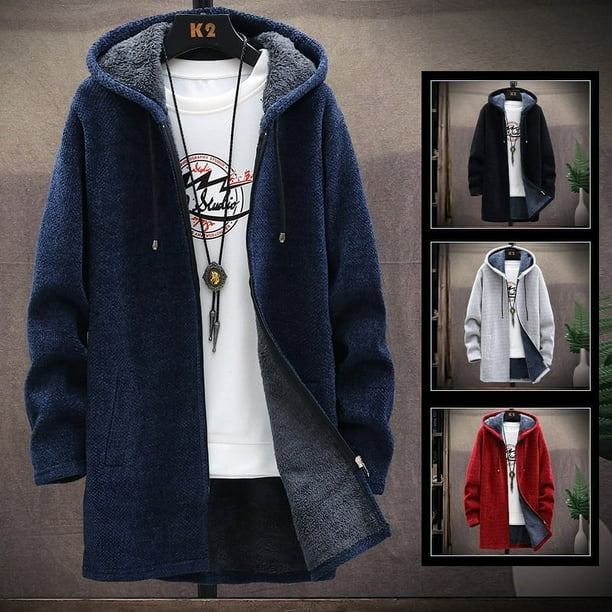 Cárdigan de punto coreano para hombre de otoño e invierno más suéter acolchado de terciopelo suéter de abrigo largo de moda