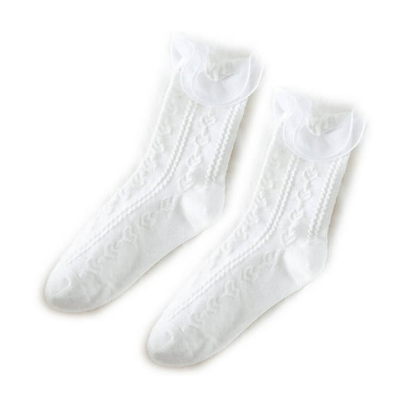 TELOLY White Ruffle Socks Women Breathable Lace Ankle Socks for Versatile Style, Womens White Socks
