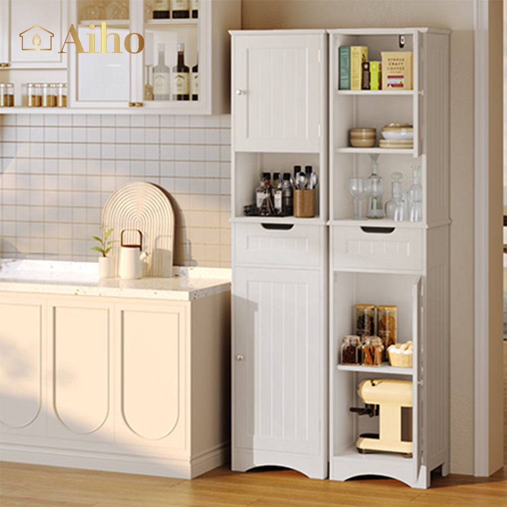 Aiho 67 " Bathroom Storage Cabinet with Adjustable Shelves, Kitchen Pantry with Drawer and Doors for Bathroom, Freestanding - Brown
