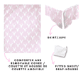 thumbnail image 2 of Ensemble de Literie de Bassinette 4 Pcs Incluant Jupe, Housse de Matelas, Couette et Housse de Courtepointe (Pink et Blanc avec Motif Moose Antlers, par Ara Enfants, #21), 2 of 6