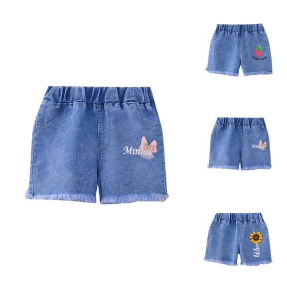 Toddler Baby Girls Summer Denim Shorts Elastic Waistband Fashion Jeans Lightweight Soft Cotton Denim Play Shorts for Everyday Wear