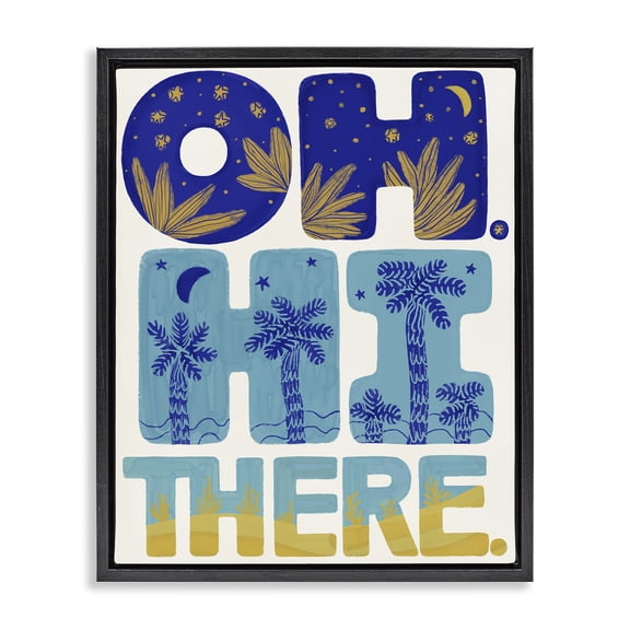 Stupell Industries Oh Hi There Tropical Black Framed Floater Canvas Wall Art, design by Connie Summers