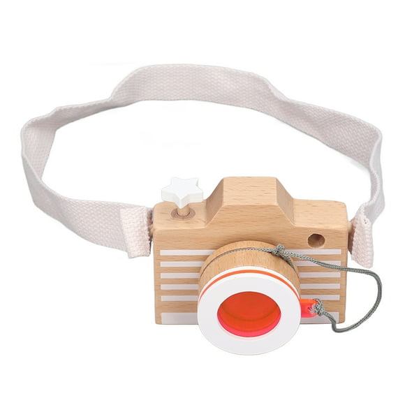Wooden Camera, Kaleidoscope Mini Wooden Camera Educational For Learning Tool Orange