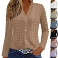 thumbnail image 2 of ShiShine Women's Lightweight Cardigan Sweater Fashion Cardigans Solid Color Long Sleeve Button Up Mesh Sweaters for Fall, 2 of 6