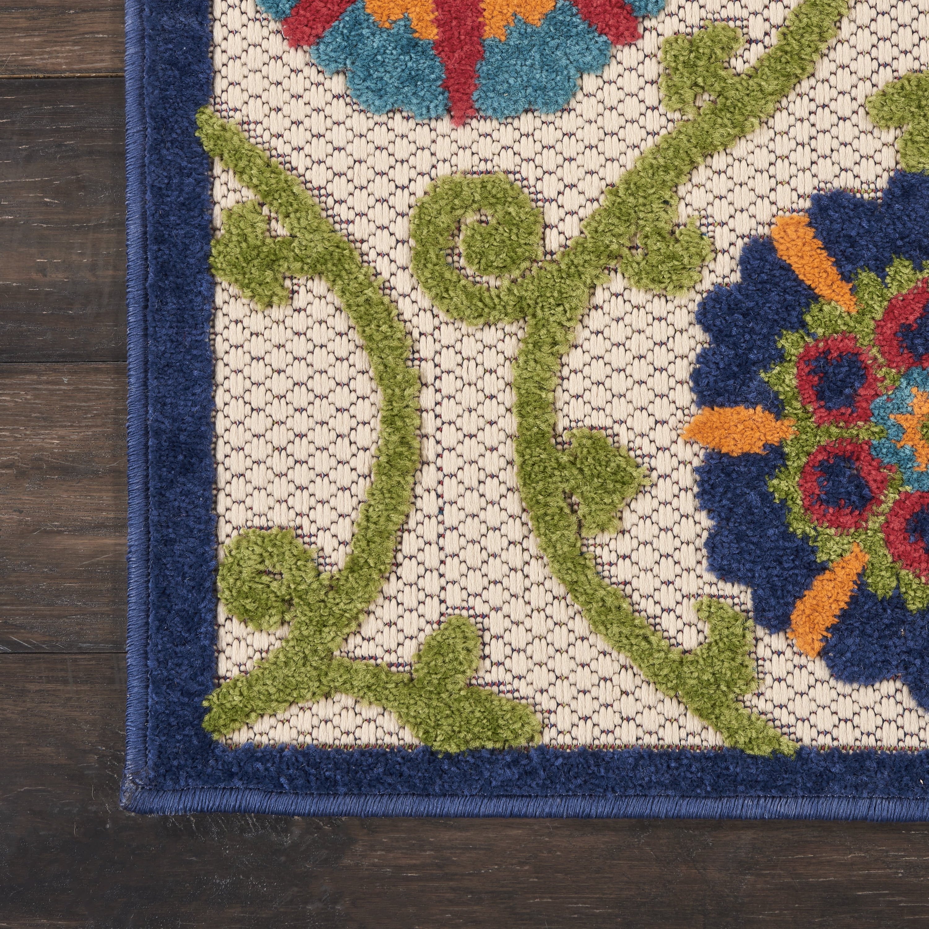 Nourison Aloha Indoor/Outdoor Blue/Multicolor 7' x 10' Area Rug, (7x10)