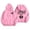 Pink, variant on NinXxx Women's Casual Autumn Winter Bow Print Hooded Sweatshirt Pink M