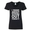 I Thought About Working Out Gym Athletic Womens V Neck T-Shirt Top