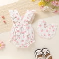 thumbnail image 2 of Happy Town Baby Girl Summer Clothes Infant Sleeveless Cotton Romper with Soft Bib Toddler Ruffled Jumpsuit Bodysuit, 2 of 9