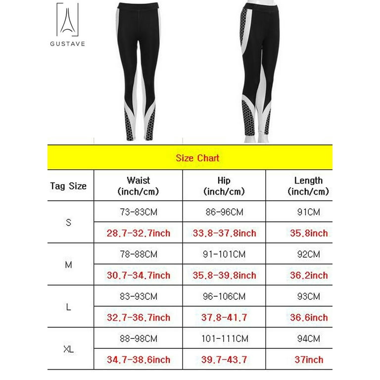 Gustave Women High Waisted Athletic Yoga Pants 3D Honeycomb Print Sport  Fitness Leggings Stretch Trousers Gym Pants Workout Training Black, S 