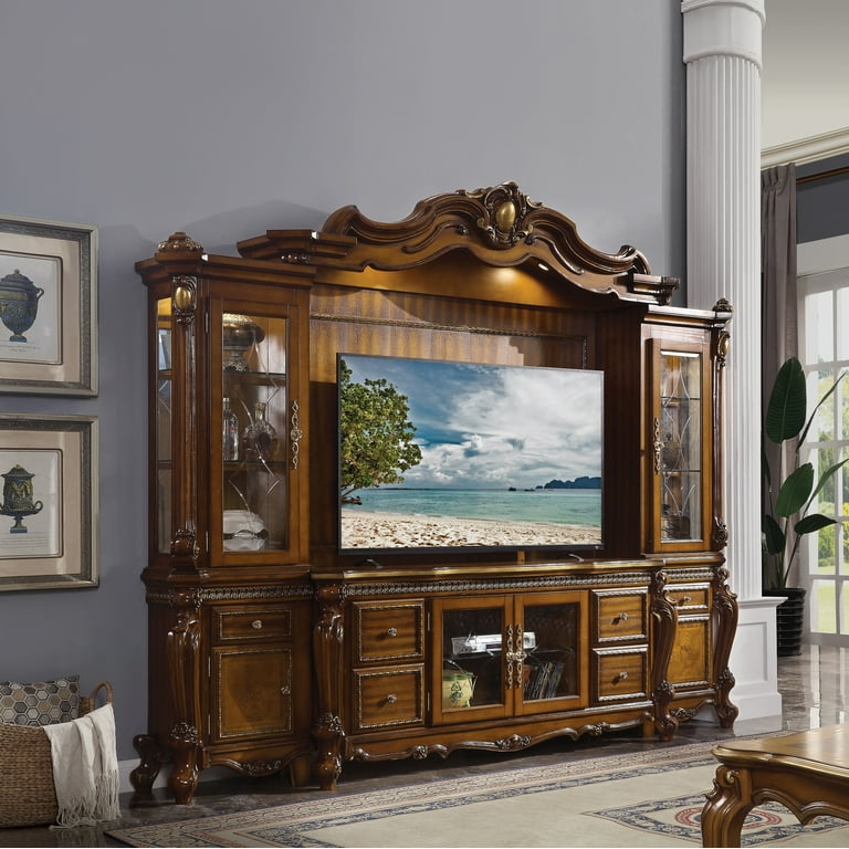 ACME Picardy Poly-Resin and Wood Entertainment Center in Honey Oak