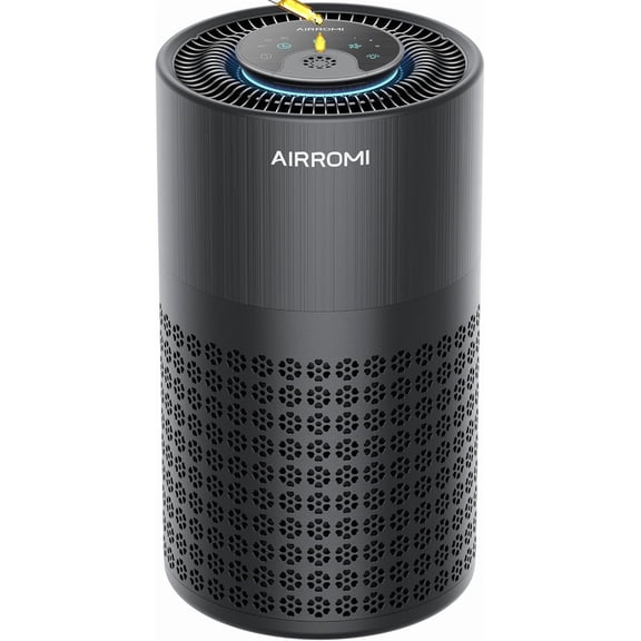 Air Purifier with HEPA 3-in-1 Filter for Bedroom, Covers Up to 990 Ft², Quiet 360 ° Intake, Pet Hair and Odor Removal, Allergies Dust Smoke, Black