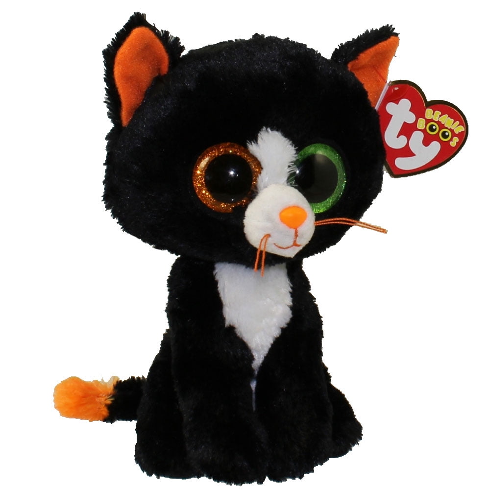 Black Cat 6" Ty Beanie Boos Puppy Glitter Big Eyes Plush Stuffed Animals Toy 