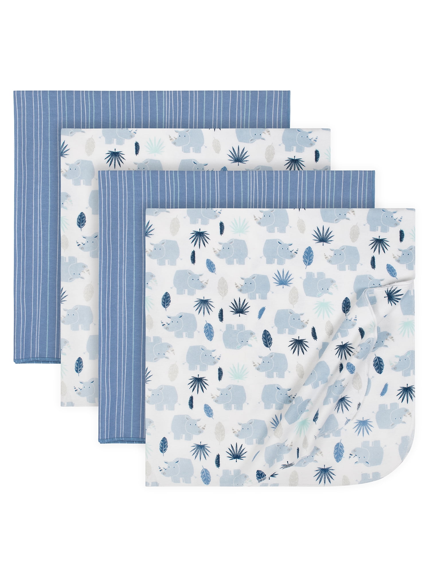 Just Born Baby Boys Flannel Receiving Blankets, 4Pack, Rhino Walmart