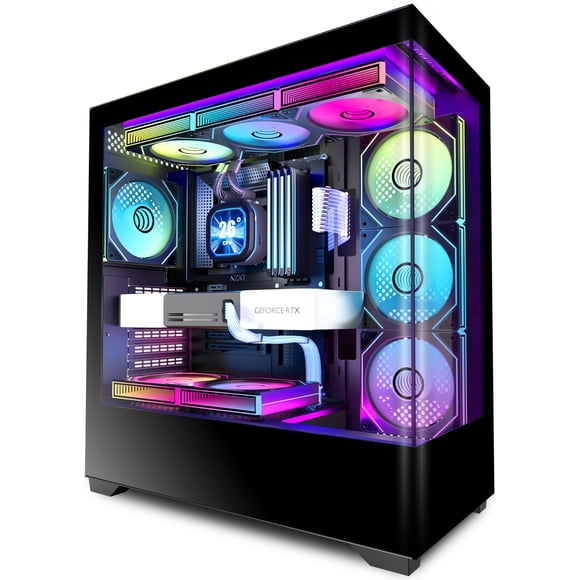 Gabinete para PC KEDIERS P4 ATX Torre Media con 7 Ventiladores PWM ARGB y Tipo-C