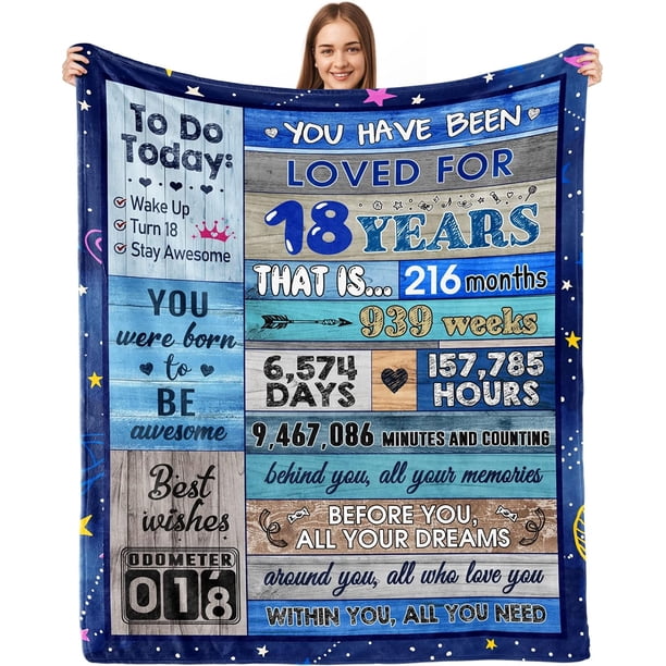 LHSHID 18th Birthday Gifts for Girls BlanketBest 18 Year Old Girl Birthday Gifts for Daughter Son Niece Sister Happy 18th Gift Ideas Decor Throw Blankets 30"x40"